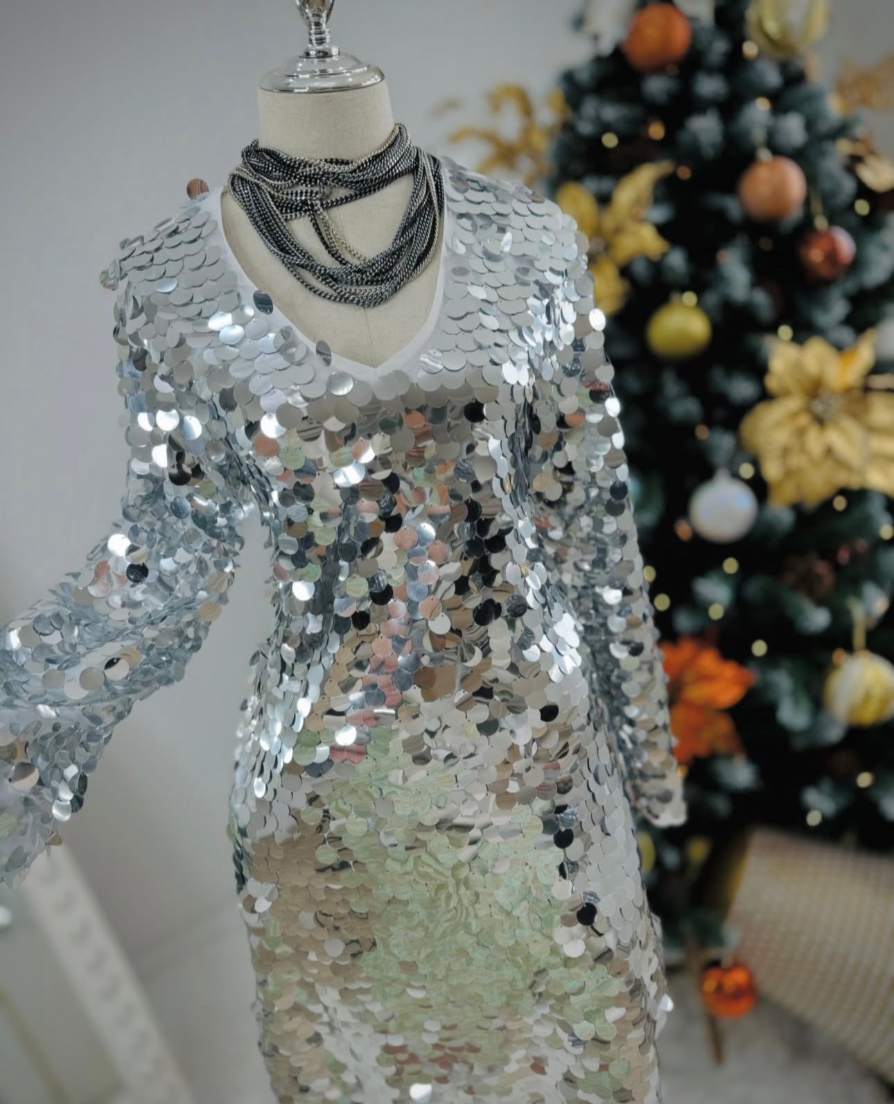 Big Sequins Silver Dress