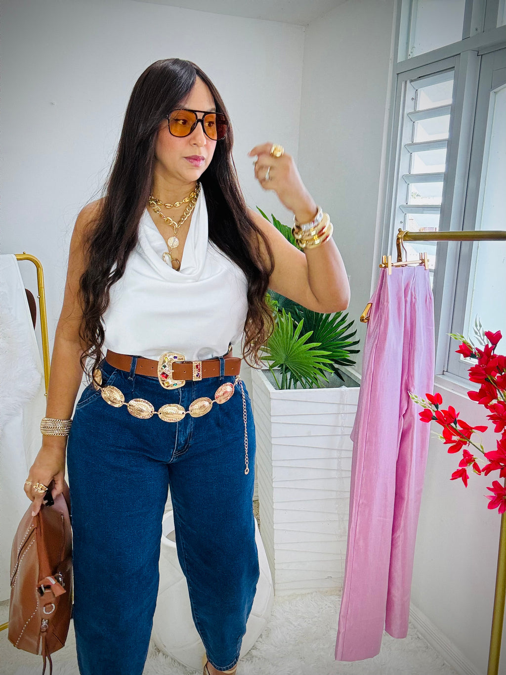 Cowl Neck Satin Top