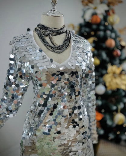 Big Sequins Silver Dress