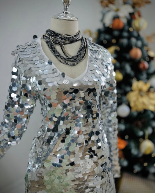 Big Sequins Silver Dress