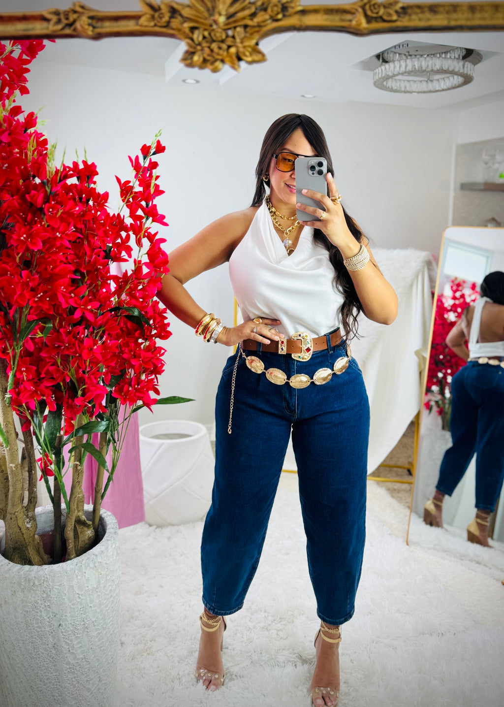 Cowl Neck Satin Top